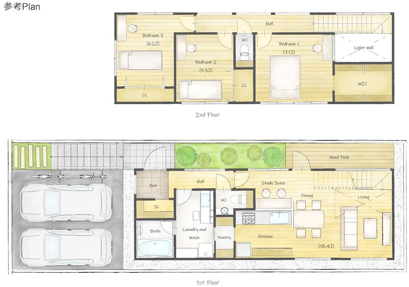 高槻市真上町6丁目　1号地　売土地  建物プラン例（間取り図）